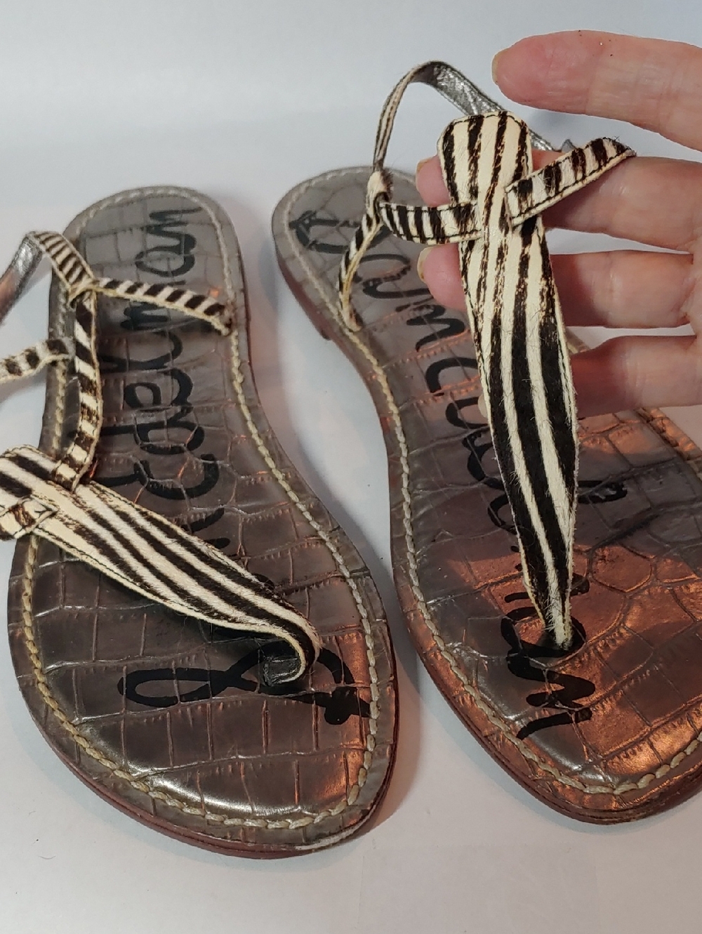 Sam Edelman Genuine Calf Hair Sandals In Zebra Pattern